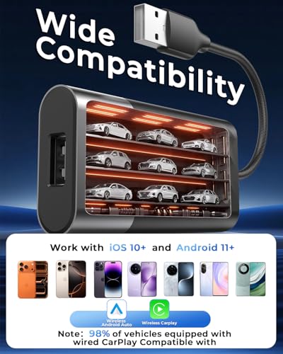 Image of CEROAN 2-in-1 Wireless CarPlay Adapter & Android Auto Wireless Adapter for Cars - Convert Wired to Wireless with Bluetooth 5.3 & 5GHz WiFi, Auto Reconnect, Lag-Free for iOS /Android (Ultra)