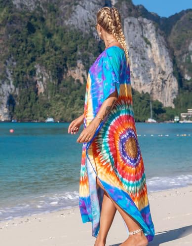 Image of NFVNKJ Women's Plus Size Beach Lounge Kaftan Maxi Dress Swimsuit Coverup for Women