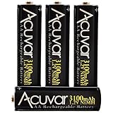 4 Acuvar High Capacity AA Rechargeable Batteries 3100mAh NiMH