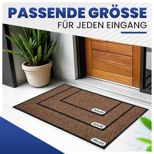 Mibao Dirt Trapper Door Mat for Indoor&outdoor, 40x60 Cm, Brown Black, Washable Barrier, Heavy Duty Non-Slip Entrance Rug Shoes Scraper, Super Absorbent Front Carpet