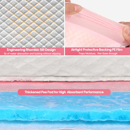 Image of BinetGo Pink Disposable Pee Pads for Dogs, 40 Count 24 inch x 24 inch Large Wee Wee Pads for Urine, Extra Absorbent Unscented Puppy Pads, Pet Training Pads for Dogs, Pink Doggy Pee Pads for Indoors