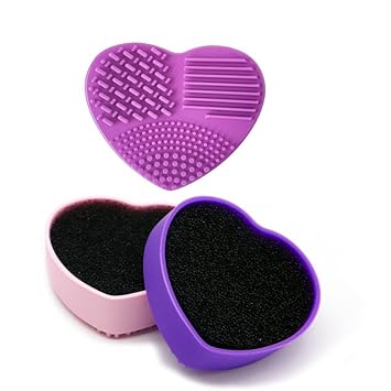 MobFest® Eco-friendly Durable Cosmetic Brush Washing Pad Silicone Heart Shaped Makeup Brushes Cleaner, Multicolor (M, 1)
