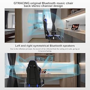 GTRACING Gaming Chair with Speakers Bluetooth Music Video Game Chair Audio Ergonomic Design Heavy Duty Office Computer Desk Chair(Blue) GTRACING Gaming Chair with Speakers Bluetooth Music Video Game Chair Audio Ergonomic Design Heavy Duty Office Computer Desk ChairBlue