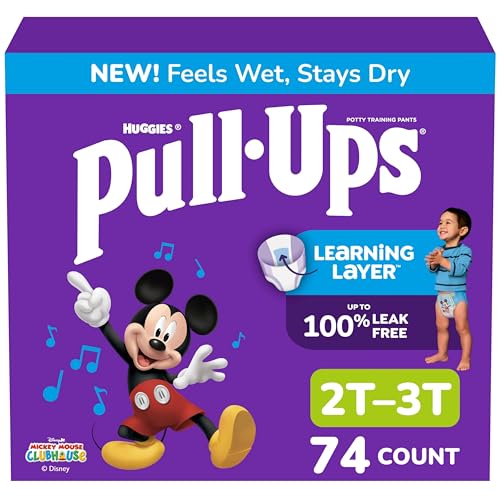 Image of Pull-Ups Boys' Potty Training Pants, Size 2T-3T Training Underwear (16-34 lbs), 74 Count
