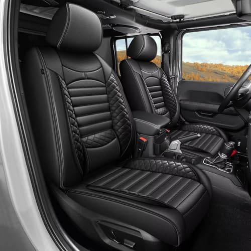 AOMSAZTO Car Seat Covers Custom Fit for Jeep Gladiator 2020-2024 2025 2026 Leather Truck Car Seat Covers Full Set (Black)
