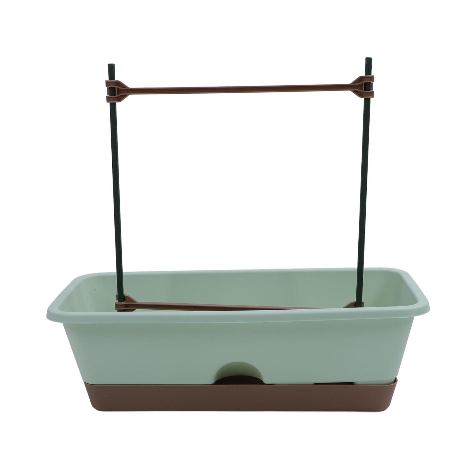 Schimer Fioriera da Balcone con Vassoio Rimovibile e Traliccio a Doppio Strato per Giardinaggio Salvaspazio, 2 Pezzi in PP di qualità e Acciaio, 46 ​​X 22 X 14,5 Cm (Verde)