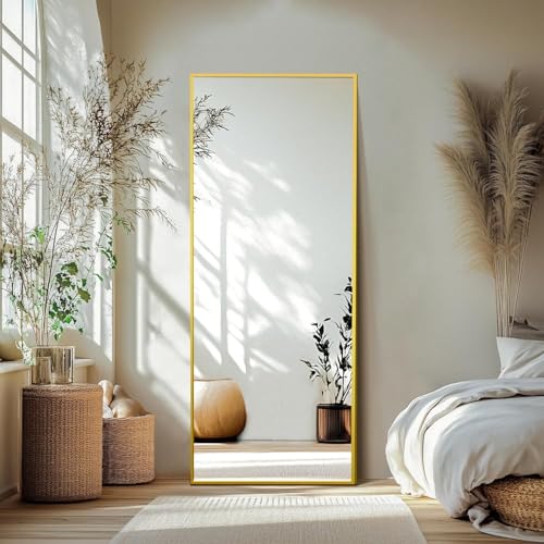 Image of Alpen 71x26 Inches Mirrors, Full Length Mirror with Stand, XX-Large Gold Floor Mirror for Bedroom, Dressing Room, Home Decor, Gold