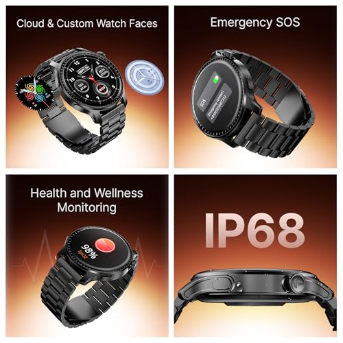 Image of Boat Ultima Prime smartwatch with 1.43 inch AMOLED Display, AOD, Personalized Fitness Nudges, Functional Crown,100+ Sports Modes, Create Your Own Watchface, smartwatch for Man and Woman (Steel Black)