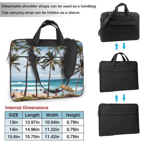 Maletín para portátil con diseño Hawaiian Surfer 14 pulgadas miniatura 4