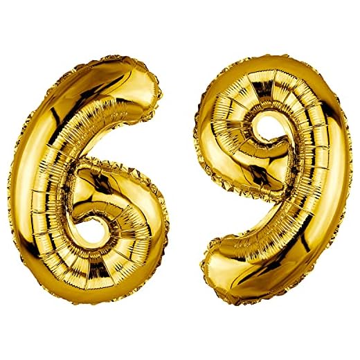 DekoRex Globo dorado de 82 cm para cumpleaños, bodas (número 69)