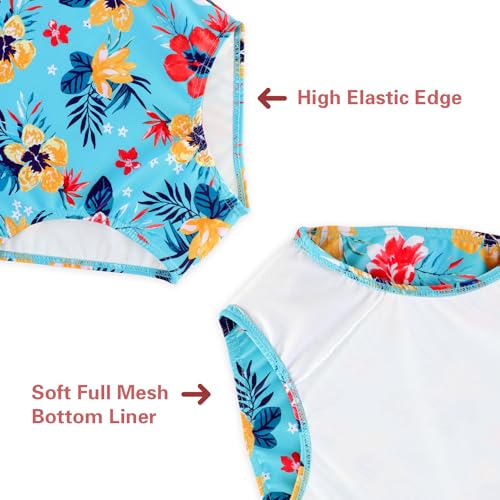 Image of Girls One Piece Swimsuits Summer UPF 50+ Quick Dry Beach Bathing Suit Cross Shoulder Strap Swimwear 2-10 Years
