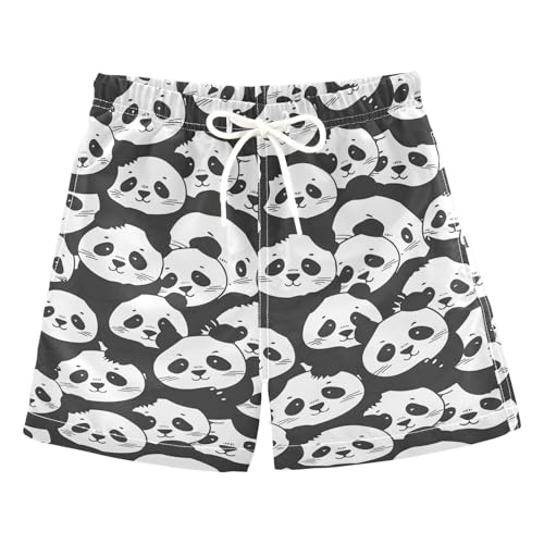 ALAZA Cute Panda Black White Boys' Swim Trunks Beach Shorts Quick Dry Swimsuit 3T