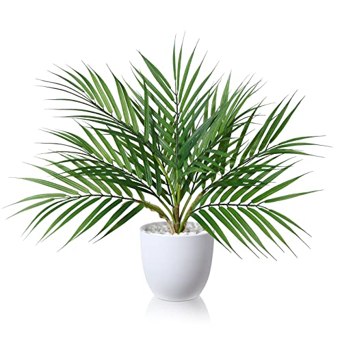 SOGUYI Plante Artificielle avec Pot 40cm Areca Palmier Fausse Plante de Plante Artificielle en Plastique Très Réaliste Moderne pour la Maison, Salle de Bain, Cuisine et Décoration