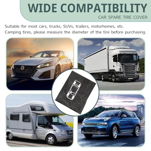 Image of 1 PC Car Tire Protector, Car Spare Tire Cover, Spare Tire Storage Bag, Universal for Most Cars (Black #31.49 inch)