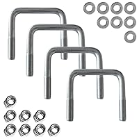 Vista 1 de Tornillos en U para tractores ROPS de 3 x 2, perno en U cuadrado de acero aleación con arandelas y tuercas Nyloc, 1/2 pulgadas de profundidad x