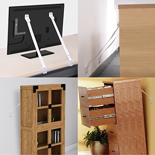 Adoric TV and Furniture Anti Tip Straps (4 Pack) Kit - Secure 400 lb - Safety Furniture Wall Anchors for Baby Proofing Flat Screen TV, Dresser, Bookcase, Cabinets, and More
