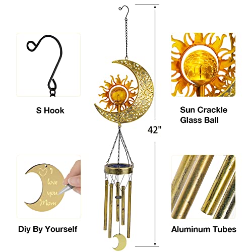 Jyps Sun Moon Solar Wind Chimes For Outside Crackle Glass Ball Waterproof Wind Chimes Outdoor Clearance Deep Tone Garden Decor Birthday Unique Gifts For Women Mom Grandma Windchimes Gardening #TOP6