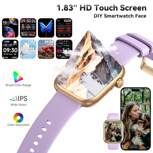 Image of Smart Watch for Men Women(Answer /Make Call), 1.83 inch Fitness Watch with Heart Rate /Blood Pressure /Blood Oxygen, Pedometer, Sleep Tracker,120+ Sport Modes, IP68 Waterproof Fitness Tracker for Android iOS