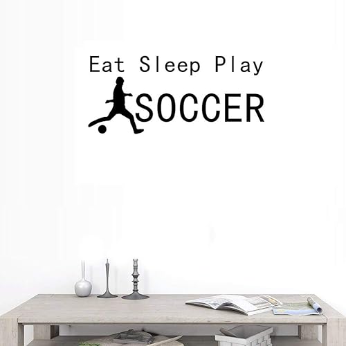 Miniatura 5 de BIBITIME Vinilo Silueta Boy Shoot Football Wall Decal Eat Sleep Play Fútbol Frases Inspiradoras Palabras Inglesas Palabras Arte Letras Pegatinas