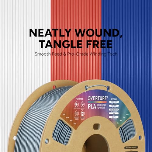 Image of OVERTURE PLA Filament 1.75mm, Neatly Wound 3D Printer Filament 1kg Spool (2.2lbs), Dimensional Accuracy + /- 0.02 mm, Fit Most FDM 3D Printers (Metallic Grey)