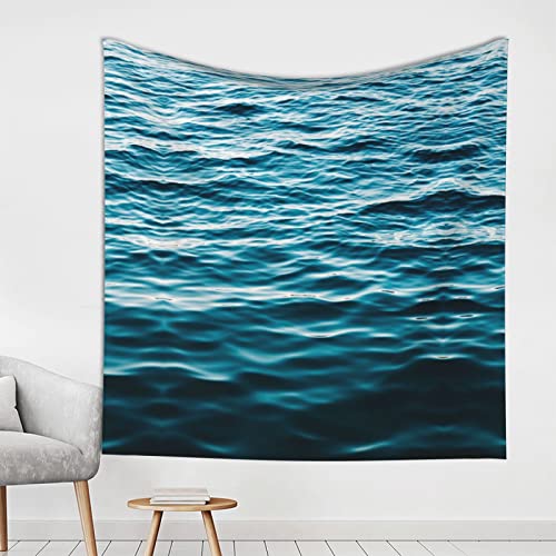 Tapisserie murale décorative Evealyn fond d'eau bleu à suspendre salon