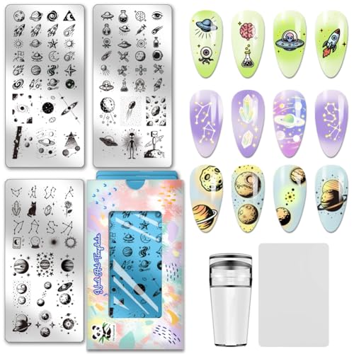 PH PandaHall 3 placas de estampado de uñas con diseño de luna y...