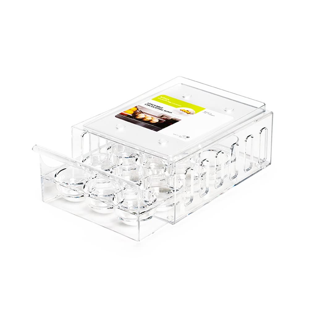 Xicennego Clear Drawer Egg Holder For Refrigerator, Egg Fresh Storage Box For Fridge, Plactic Stackable Egg Storage Container (12 Grid)