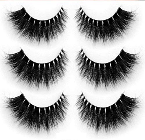 3D Fake Eyelashes-100% Hand-made False Eyelashes for Makeup Dramatic Thick Crisscross Deluxe False Lashes Black Nature Fluffy Long Soft Reusable 3 Pair Pack