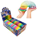 Liberty Imports 6 Pack: Large Magic Rainbow Coil Springs - 4' Classic Plastic Neon Plastic Walking Spring Toy, Bulk Kids Novelty Party Favor Supplies