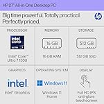 HP 27 inch All-in-One Desktop PC, FHD Touchscreen, Intel Core Ultra 7 155U, 16 GB RAM, 512 GB SSD, Intel Graphics, Windows 11 Home, Shell White, 27-cr1180 (2025) - Image 2