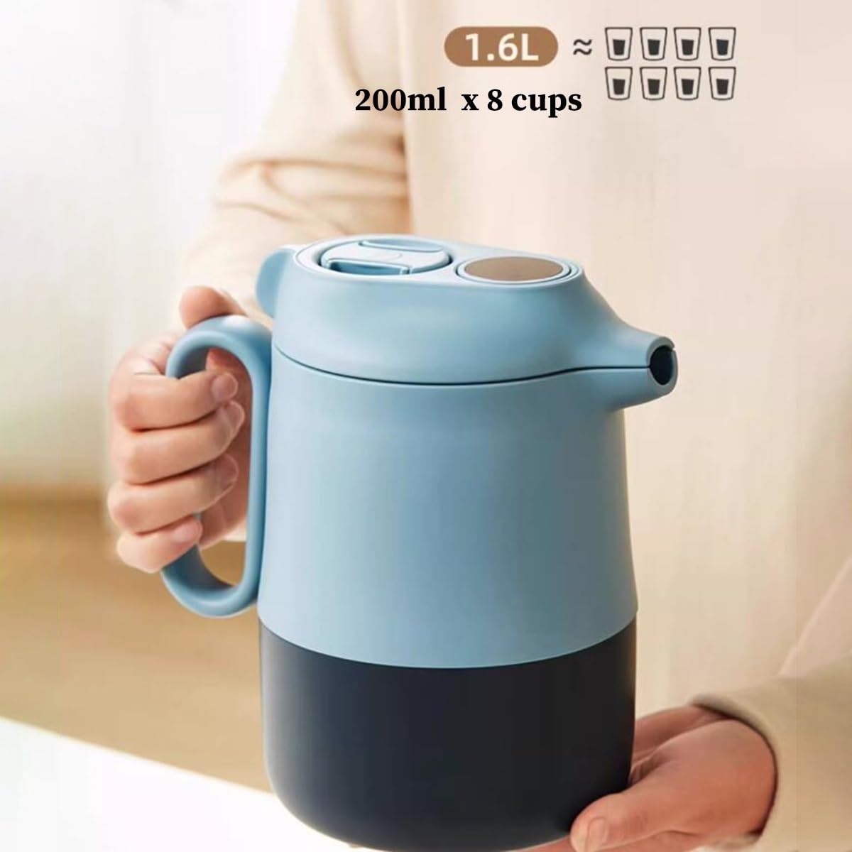 Dzbanek Do Kawy 1,6 L/56 Oz Dzbanek Termiczny Z Podwójnymi Ściankami, Utrzymujący Ciepło, Z Wyświetlaczem Temperatury, Wyjmowanym Zaparzaczem Do Herbaty(Groen)
