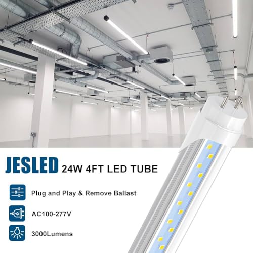 Jesled JW-T8G13TCA2-24CW T8 Led 4Ft Type A+B Light Bulbs, 24W(65W Equivalent), 3000Lm, 6000K Super Bright, Plug And Play Or Ballast Bypass, 4 Foot Led Fluorescent Tube Replacement thumb #3