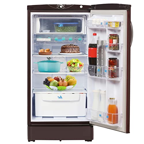 Image of Godrej 185 L 1 Star Direct Cool Single Door Refrigerator (RD EDGE 200A 13 TRF BR WN, Berry Wine, Largest Vegetable Storage, 2022 Model)