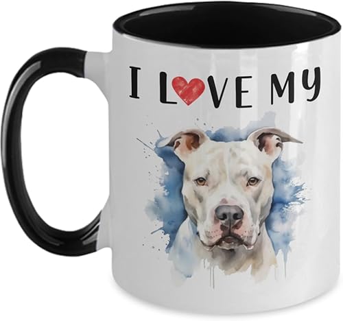 Miniatura 3 de Tazas de café Pitbull, taza de cerámica I Love My Dog, acuarela blanca American Pitbull Terrier Retrato, tazas para los amantes de los perros