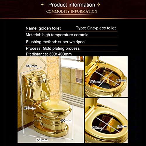 Golden Toilet, Inodoro Europeo de Lujo para Hotel con Desodorante de Bombeo, Diseño Creativo y Personalidad, Cerámica, 300mm miniatura 4