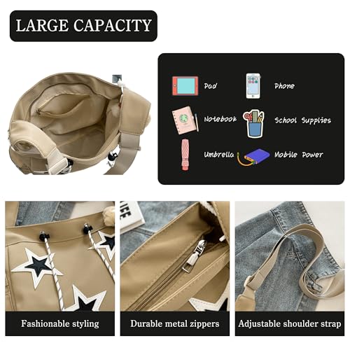 Vintage Star Messenger Bag, Cute Aesthetic Y2K Tote Bag for Women Men4
