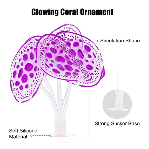 VOCOSTE Silicone Glowing Aquarium Simulation Coral with Sucker, Purple - Image 3