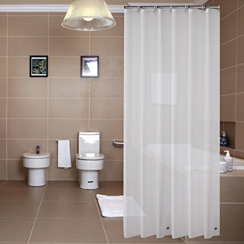 Sfoothome 90cm Wide x 180cm Long Mildew-Proof Shower Curtain Liner Frost, Eco PEVA 8 Gauge Waterproof Bathroom Curtain Weighted With 8 Hooks
