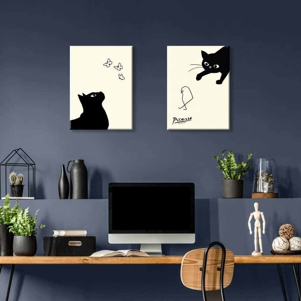 Amazon.co.jp: ピカソ ネコの絵 ネコとヒヨコ 絵画 2枚セット アート