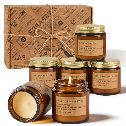 Candles for Home Scented 6 Pack 3.5 Oz Soy Wax Candles Gifts Sets with Sage Breeze & Lavender for Birthday Gifts Women Thank You Graduation