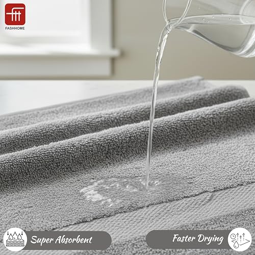 Image of Fash Home 600 GSM Combed Cotton Bath Towel 75x150 cm - Ultra Soft, Quick Dry, Highly Absorbent, Luxury Bathroom Towel, 1 Piece (Grey)
