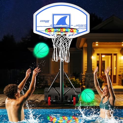 Premium Pool Basketball Hoop – Adjustable Height 5ft to 7ft, Heavy-Duty Rust-Proof Frame, Shatterproof Backboard – Perfect for Inground & Above Ground Pools – Includes 2 Waterproof Basketballs