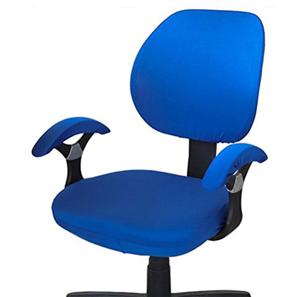 TINTON LIFESolid Color Office Chair Cover Universal Chair Cover Stretch Rotating Chair Cover Lifting Type Chair Cover (Royal Blue with Chair Arm Cover)