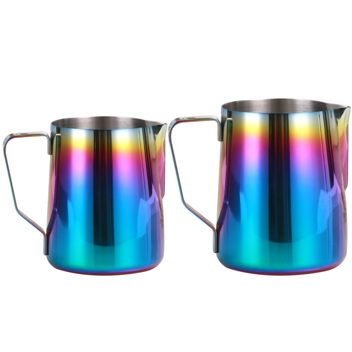 2piezas Jarras de Leche de Acero Inoxidable y Tazas Coloridas para Espumar Leche y Café Uso Hogar Bar Restaurante Fáciles de Limpiar