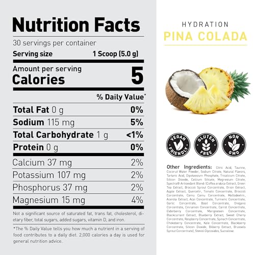Image of Kaged Electrolyte Hydration Powder | Hydracharge Pina Colada | Sports Drink for Men and Women | Pre, Post, Intra Workout Supplement | 30 Servings