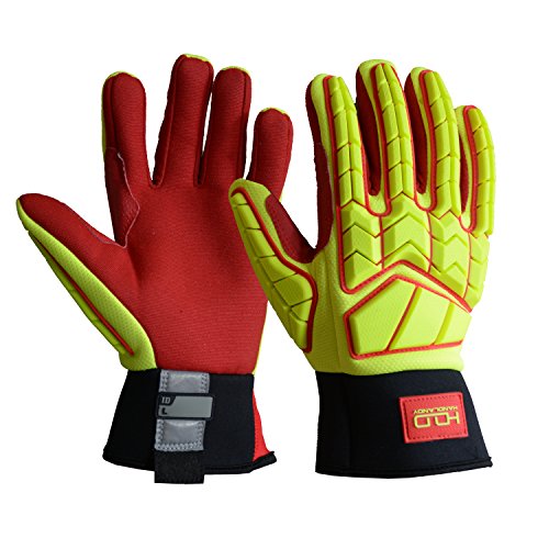 HANDLANDY FireFighter Rescue Extrication Gloves, Heat Resistance, Flame Resistance, Cut Resistant Impact Safety Work Gloves Medium Yellow-not Silicone