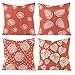 Lieson Juego de 4 fundas de almohada para exteriores, 16 x 16 cm, fundas de cojín para niños, color rojo, 40 x 40 cm, hoja de monstera, lino