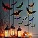 SoulBay 48pcs Halloween Decor Bats Wall Stickers - 12pcs Small LED Tea Lights with Remote Timer, 10 Sizes 3D Lighted Realistic Thickened PET Bat Sticker for Indoor Home Window Party Supplies