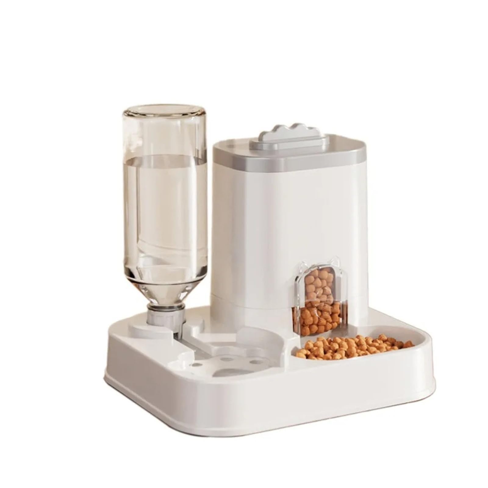Distributore di acqua e cibo for gatti 2 in 1 grande capacità(Grey)