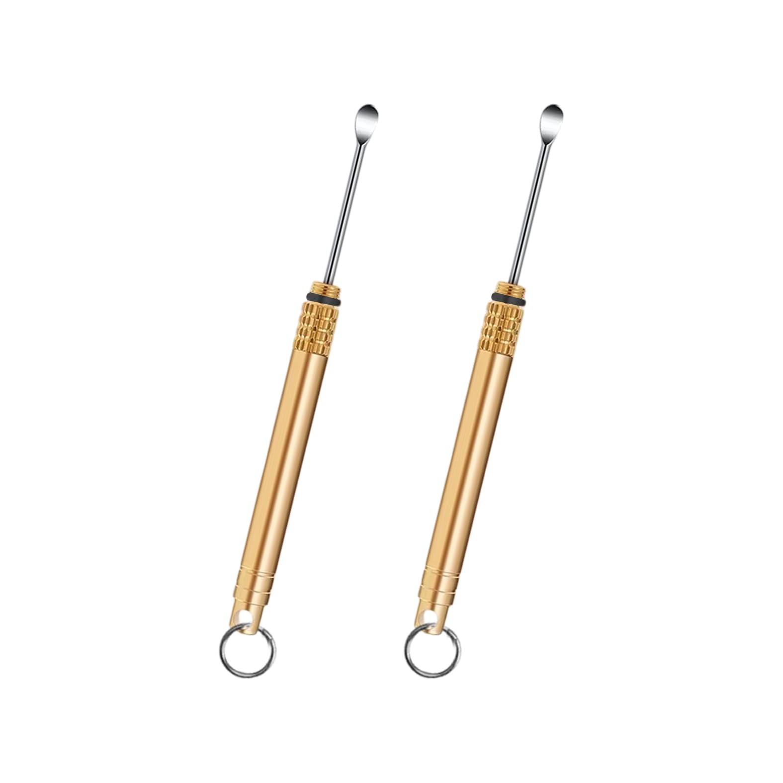 2 Pack Brass Ear Wax Removal Tool Portable Ears Scoop Mini Ear-Pick Cleaner Key Ring Foldable Copper Ears